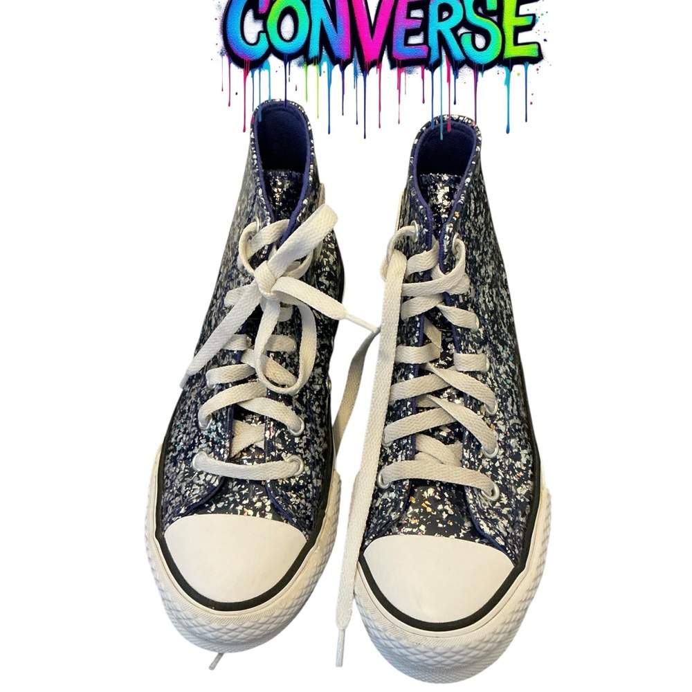 Converse Navy and White Patterned High-Tops